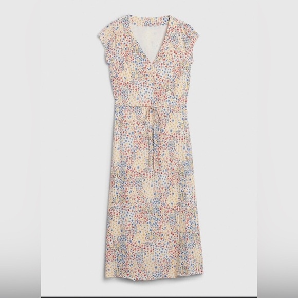 [EUC] GAP Wrap-Front Midi Dress in Floral. Size Small - Picture 4 of 5